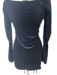 Square Neck Black Dress