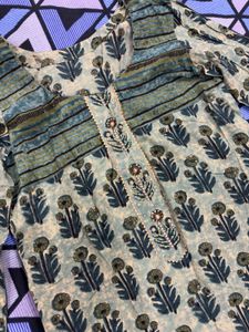 Green Block Print Kurta