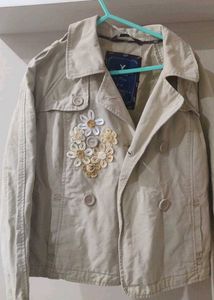 Cute Beige Double-Breasted Jacket