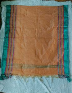 Elegant Orange Dupatta with Teal Border