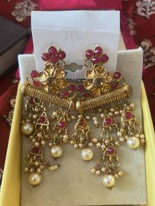 Stunning Pearl & Ruby Drop Earrings