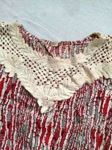 Bohemian Print Crochet Neck Top