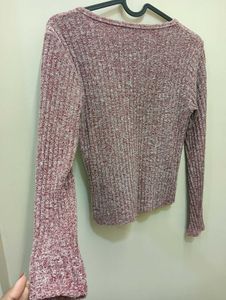 Ribbed Long Sleeve Knit Top