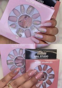 Glow Pink & Nude Sparkle Press-On Nails