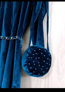 Teal Velvet Birthday Dress(NEW)