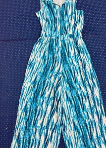 Printed Shirt Style Collar Jumpsuit
