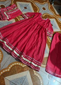 for tall girl Pink Anarkali Suit Set with dupatta