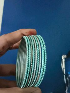 Sparkling Teal &amp; Silver Bangle Set