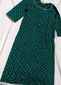Green Printed Kurta
