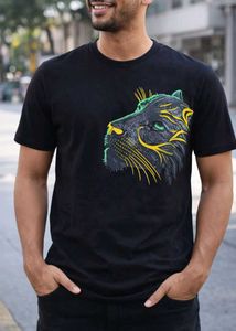 Graphic Black T-Shirt with Panther Design