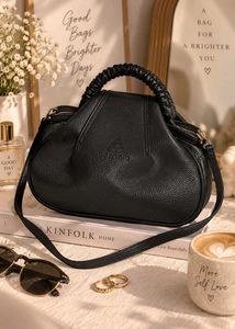 Chic Black Faux Leather Handbag