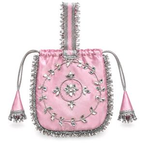 Pink Potli Bag with Mirror Work
