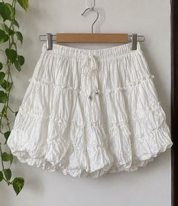 White Ruffled Mini Skirt