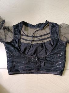 Grey Saree Sequence Blouse