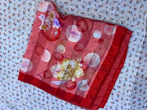 Vibrant Red Dupatta with Polka Dots