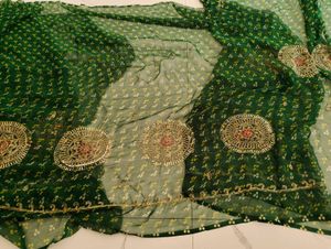 Embellished Green Bandhani saree