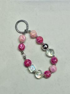 Pink Beaded Keychain