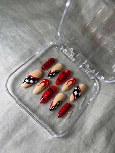 Racer Flame Press-On Nails 🔥🏁