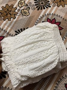 Chic Off-Shoulder White Broderie Dress