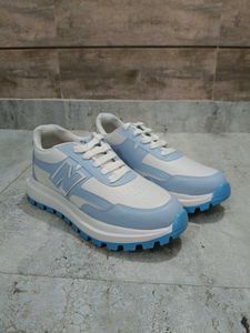 Stylish Baby Blue &amp; White Sneakers