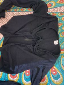 Black Ribbed Blouse with Tie Detail