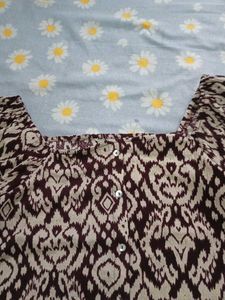 Boho Print Square Neck Puff Sleeve Top