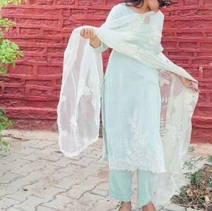 Elegant Mint Green Embroidered Kurta Set