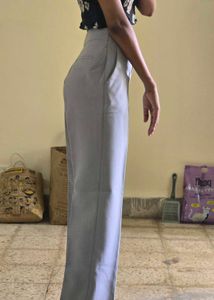 High Waisted Light Grey Trousers