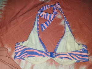 Blue &amp; Pink Zebra Print Bikini Top