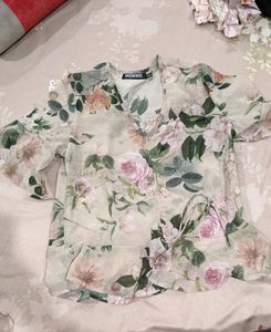 Multicolor Floral Printed V Neck Top (Women's)