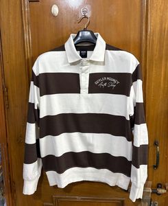 Nuon Westside Brown Striped Polo Sweatshirt