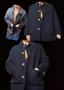 Navy Blue Wool Coat