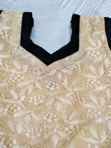 Black &amp; Golden Heavy Net Velvet Lehanga