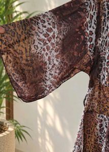 🐆🖤 Animal Print Sheer Tunic Top