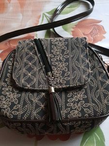 Embroidered Crossbody Bag with Tassel