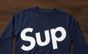 Navy Blue 'Sup' Graphic Sweatshirt