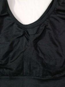V Neck Soft Black Sports Bra