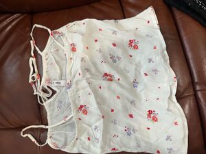 Mango Floral Print Tie-Front Top