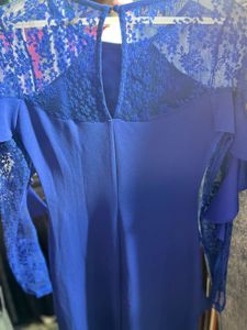 Cover Story Blue Lace Ruffle Dress