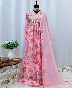 KTT Pink Floral Anarkali Gown – Size M/L