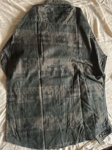 Military type printed mens shirt in olive green co