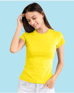 Bewakoof Women's Yellow Slim Fit T-shirt