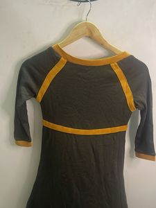 Chic Dark Grey &amp; Ochre Dress