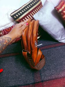 Leather Tan Brown Colour Uni Sex Sling Bag