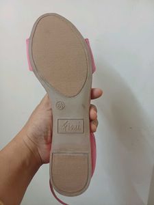 Pink Suede Flat Sandals