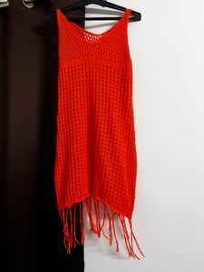 Chic Fringe Knit Mini Dress