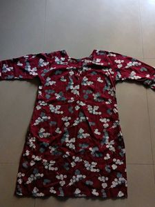 Floral Print Maroon Kurtis-Combo