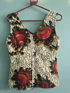 V-Neck Sleeveless Printed Top