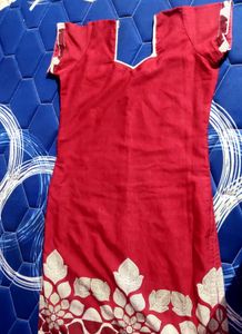 Red Kurta with Floral Border ✨❤️