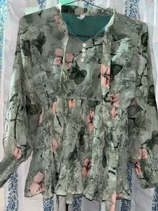 Floral Print Sheer Blouse